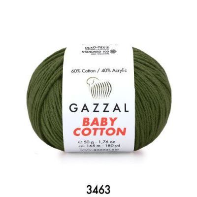 GAZZAL  BABY COTTON   3463 - 60% Хлопок, 40% Акрил 50 г/165 м